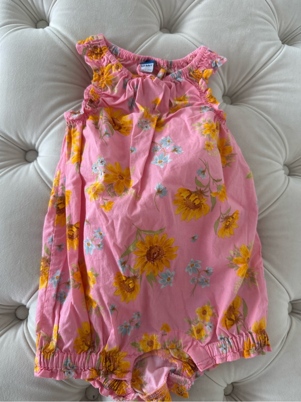 Old Navy Pink Floral Sunflower Baby One-Piece